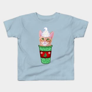 Christmas Peppermint Mocha Ginger Cat Coffee Kids T-Shirt